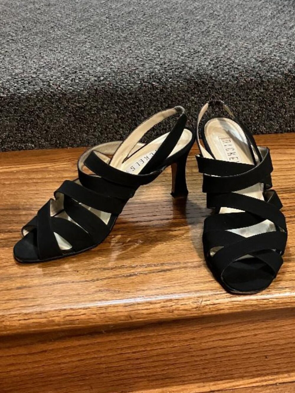 Nickels Black Suede 3 inch heeled Sandals  size 8B